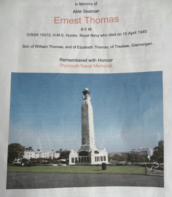 Memorial for Ernest Thomas and others